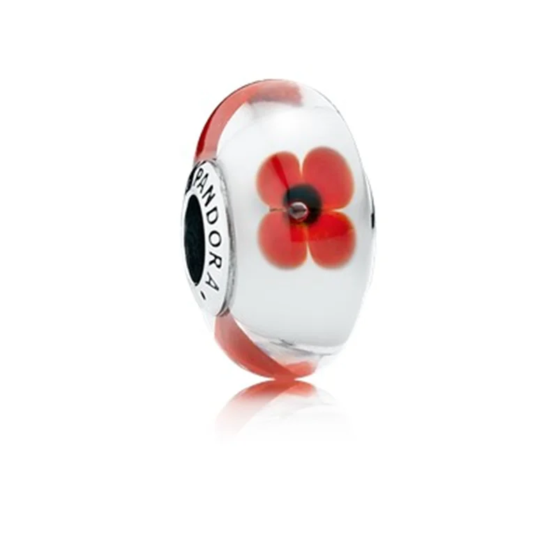 چارم مهرهای طرح گلهای وحشی کریستال مورانو پاندورا