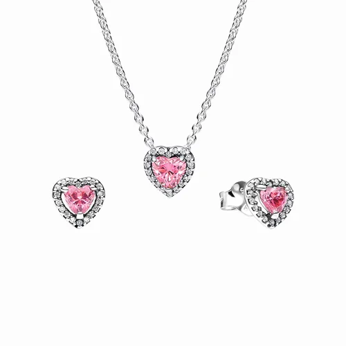 ست هدیه قلب صورتی درخشان و برجسته پاندورا