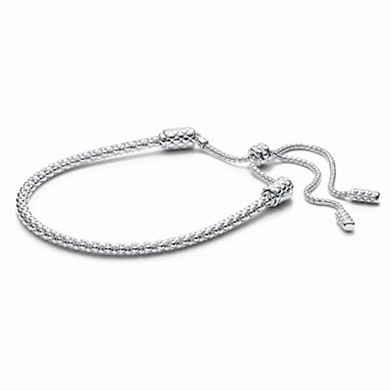 دستبند کشویی دقایق بافت نقطهای نقرهای پاندورا