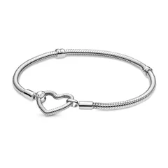 دستبند دقایق گیره قلبی زنجیر ماری نقرهای پاندورا