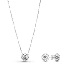 ست گردنبند و گوشواره گلبرگ رز پاندورا