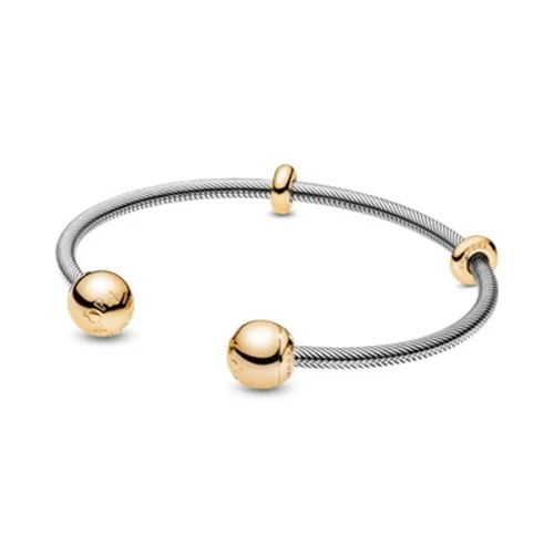 دستبند النگویی باز گیرهدار طلایی طرح ماری پاندورا