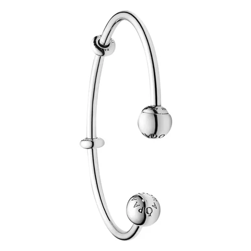 دستبند النگویی باز گیرهدار نقرهای طرح ماری پاندورا