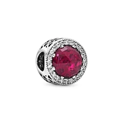 چارم گرد زرشکی درخشان نقرهای پاندورا